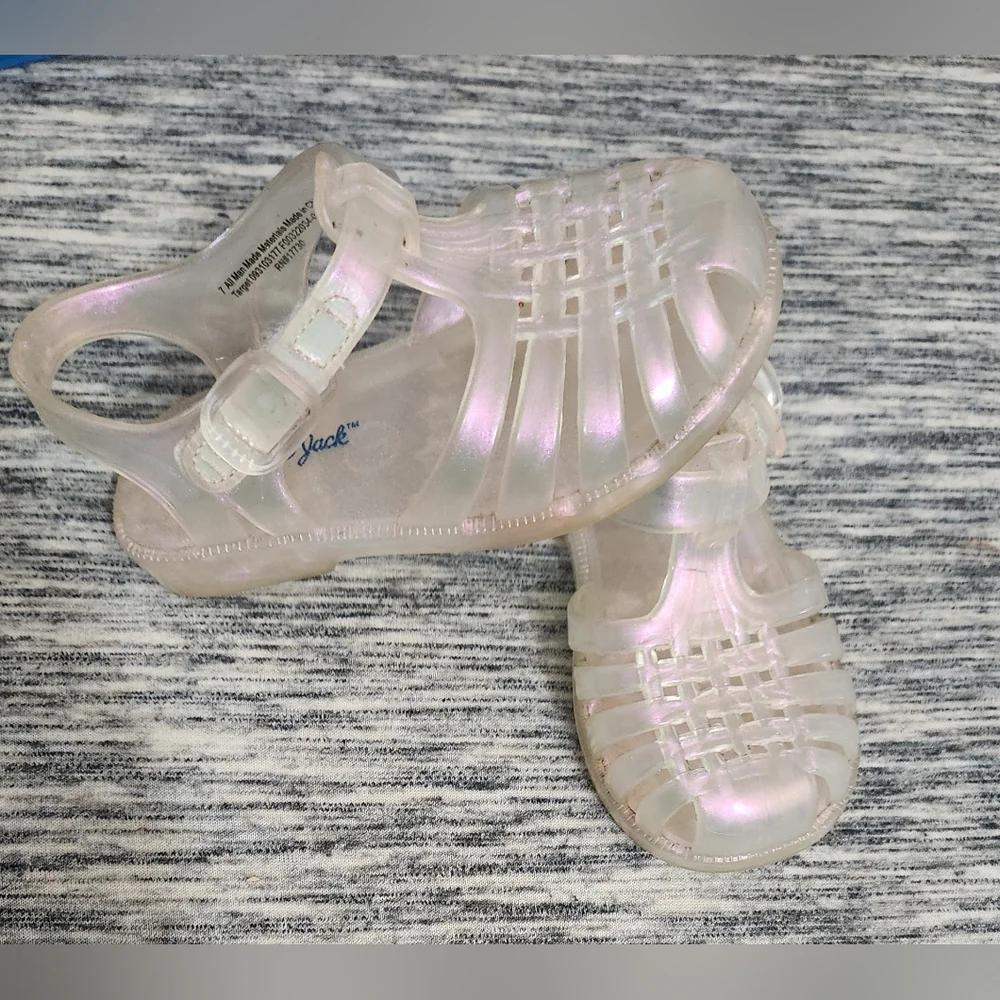 Cat & Jack Kids' Iridescent Velcro Ankle Jelly Sandals